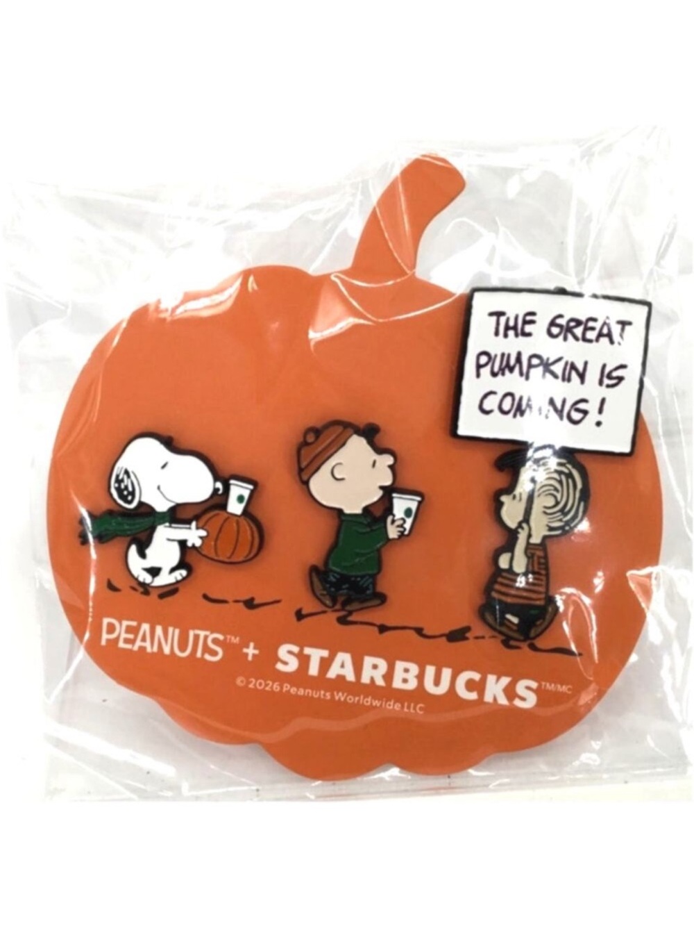 LIMITED EDITION Starbucks x Peanuts Great
Pumpkin Snoopy Enamel Pin Set 2026